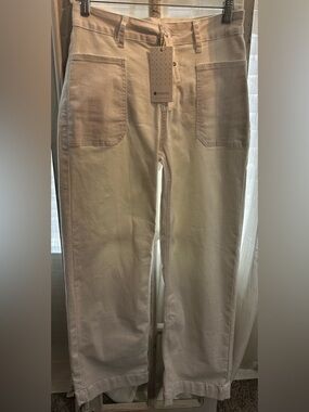 Evaless White / Off White Wide Leg Jean NEW Sz 6 large pockets Soft Denim